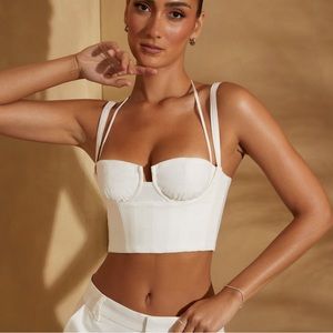 COPY - Oh Polly white linen corset crop top SZ US 4
